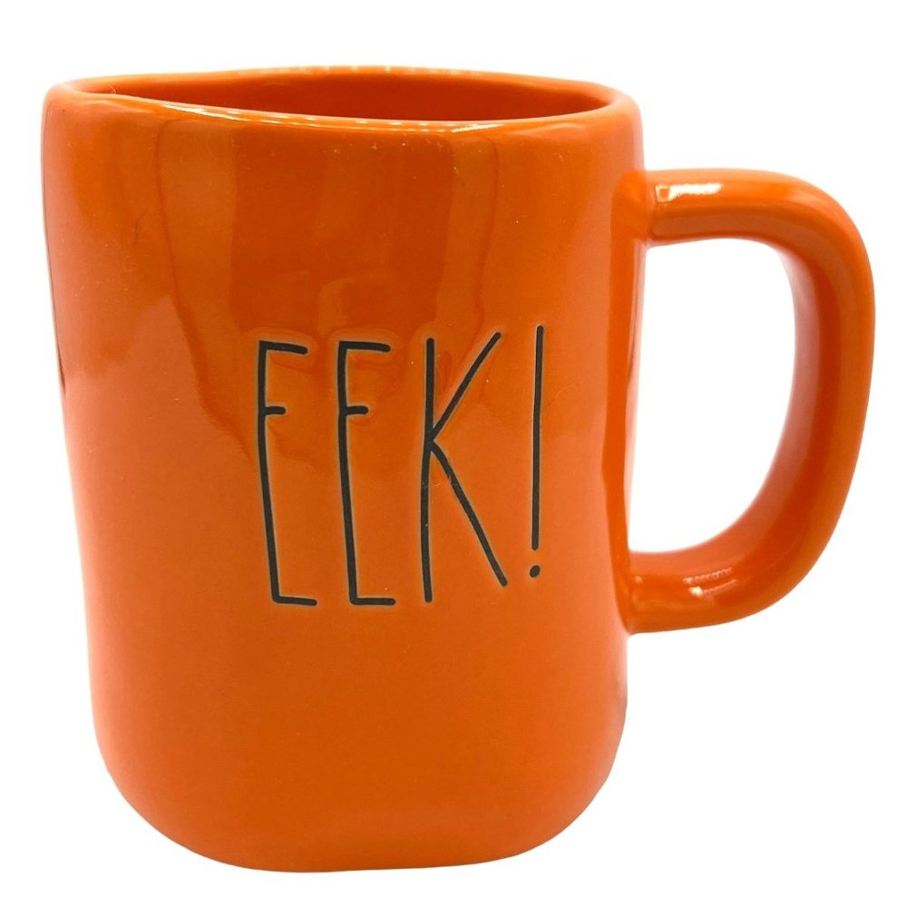 New Rae Dunn Orange Halloween "EEK" Mug 16 oz